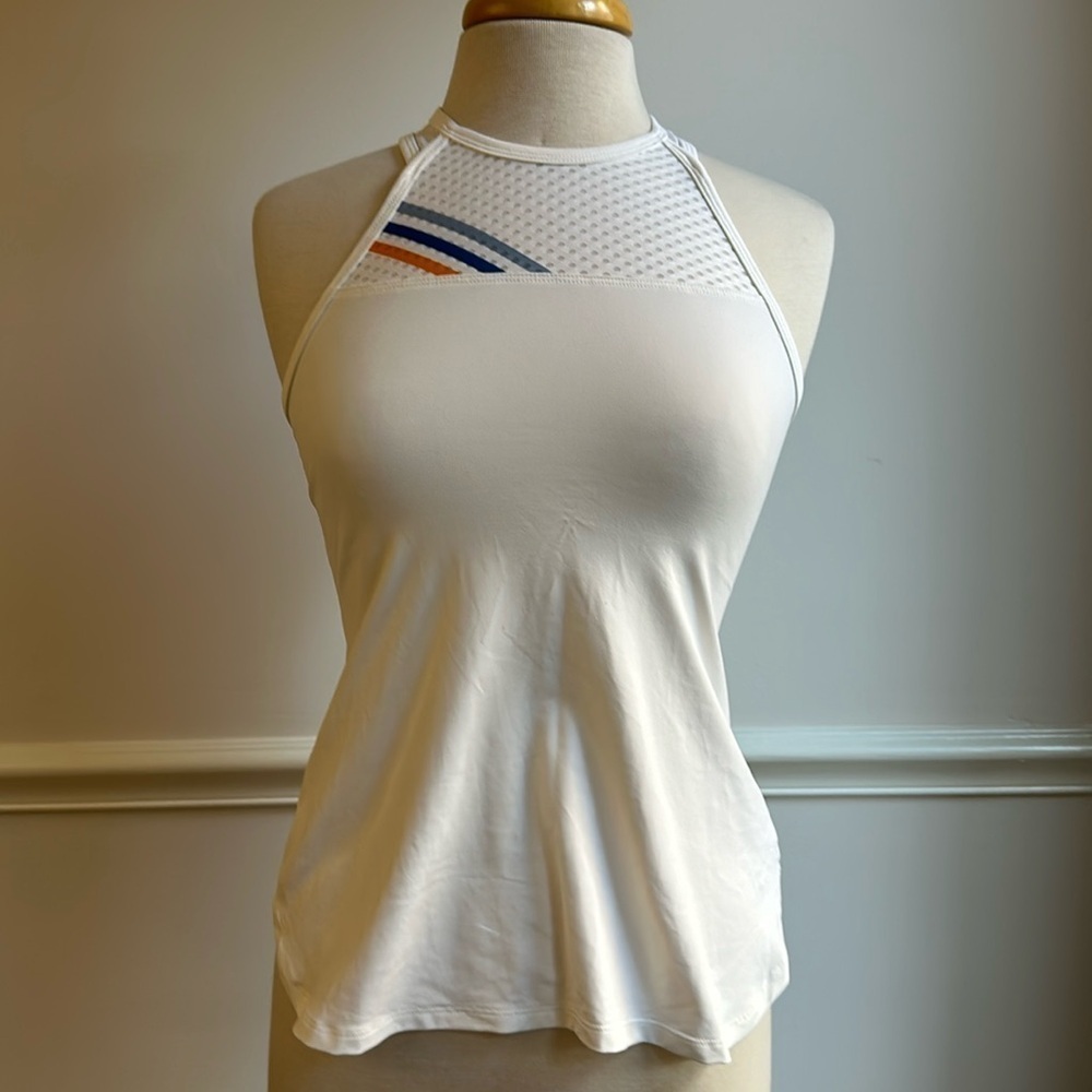 Lija Gaze White Stripes Tennis Tank Top Small EUC